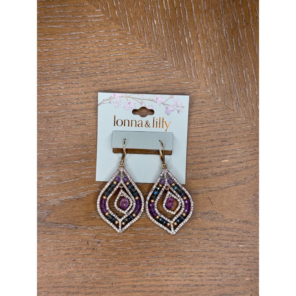Lonna & Lilly Teardrop Dangle Earrings Gold Multicolor Crystal Statement Boho